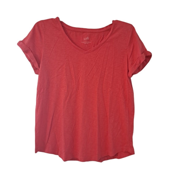 J. Jill Tops J Jill Cotton Slub Rolled V Neck Cuffed Tee Poshmark